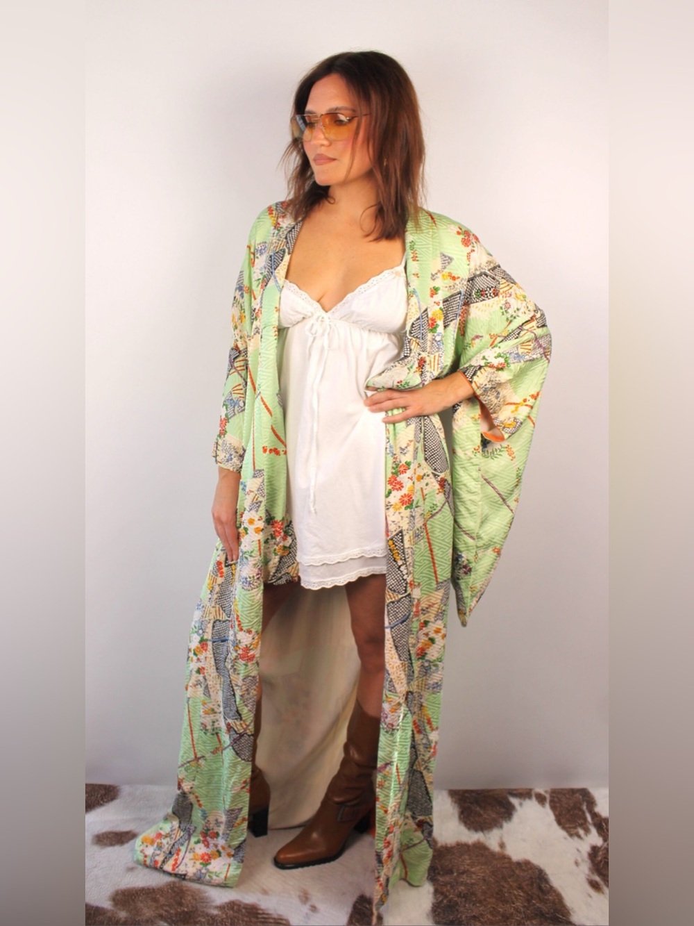 Light Green Floral Kimono